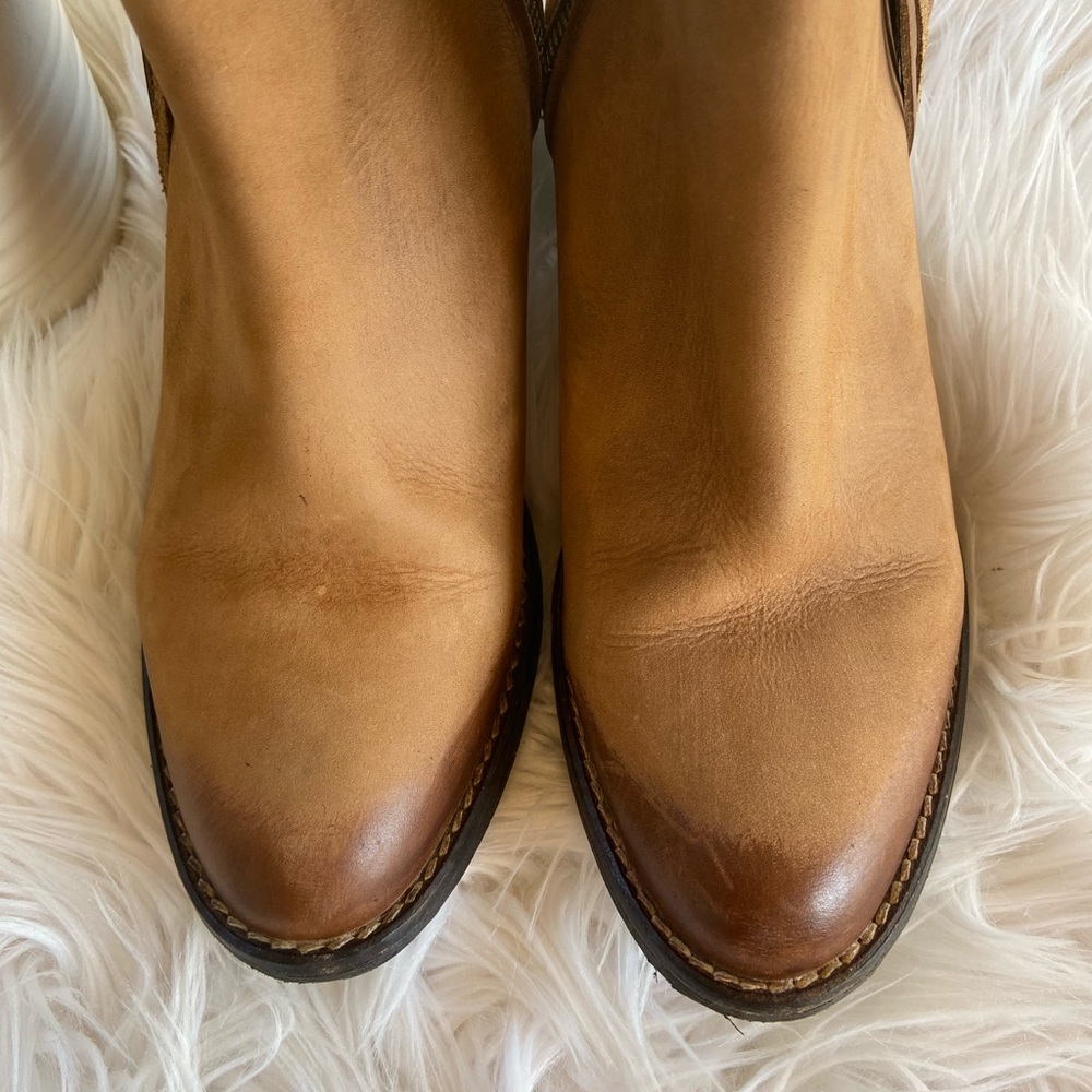 Circle G Fringe Tan Nubuck Leather Ankle Boots Size 9 - Picture 6 of 16